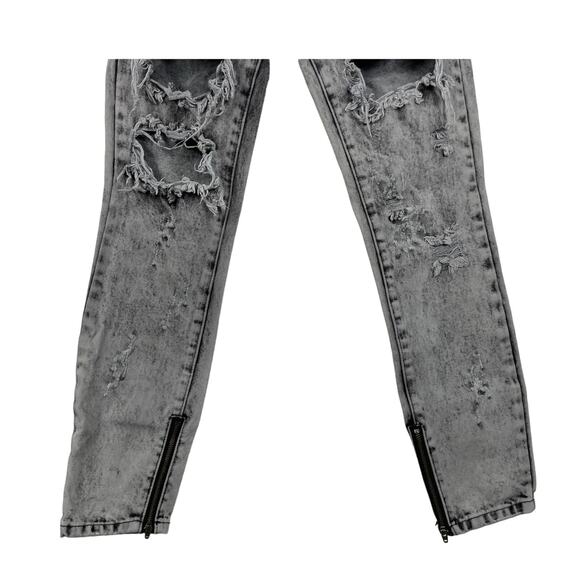 One X OneTeaspoon Trashed Free Birds Distressed Zipped Ankle Women's Jeans 22 - Picture 3 of 7
